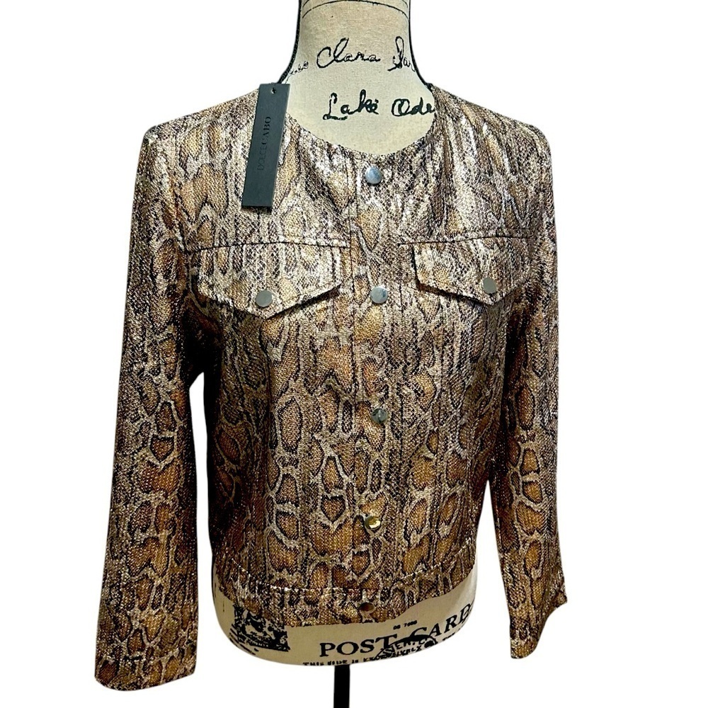 NWT Dolce Cabo Animal Print Snap Front Jacket Sz XS